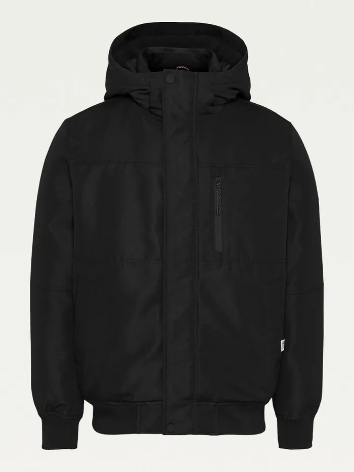 Tommy Hilfiger Tech Hooded Bomber Jacket Black Mens Coats and Jackets On Sale