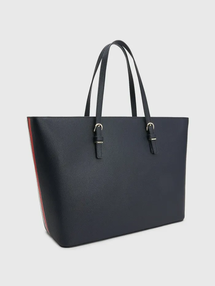 Tommy Hilfiger Textured Medium Tote Navy Corporate Womens Bags Fashion