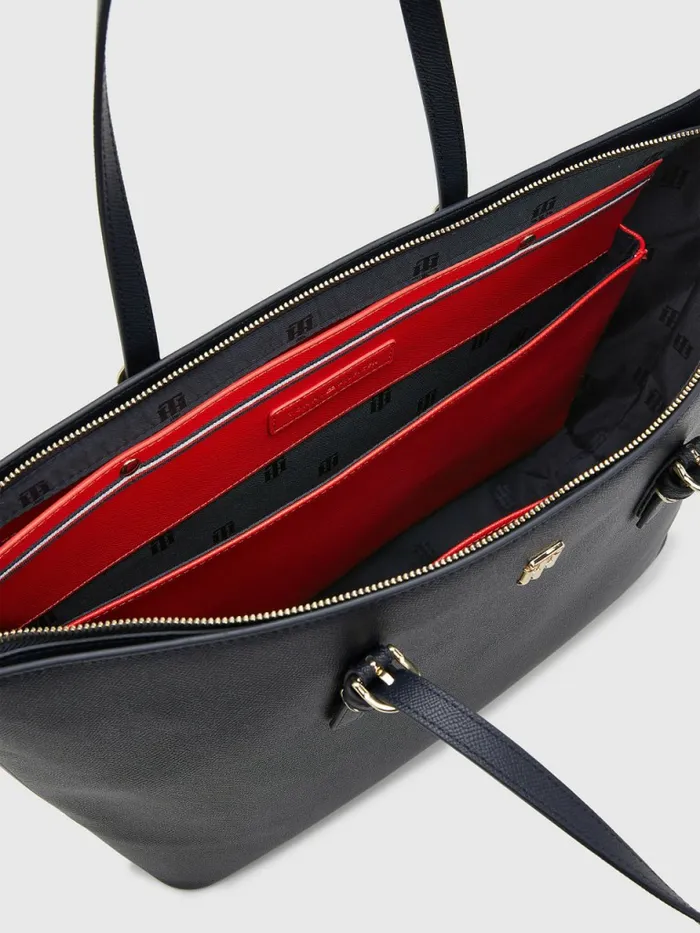 Tommy Hilfiger Textured Medium Tote Navy Corporate Womens Bags Fashion