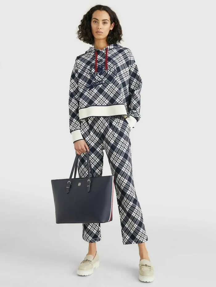 Tommy Hilfiger Textured Medium Tote Navy Corporate Womens Bags Fashion