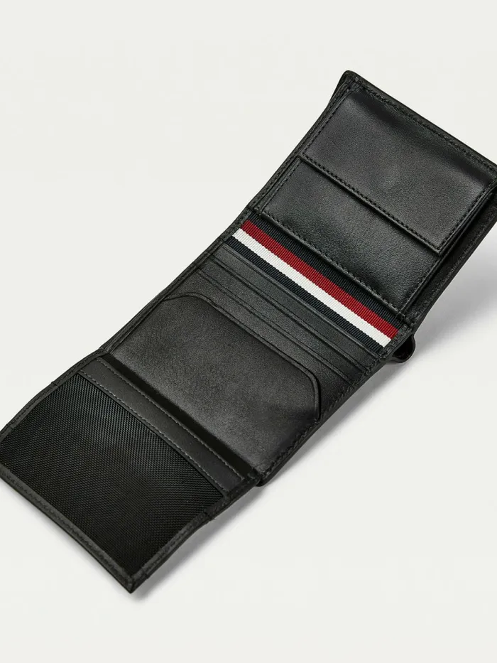 Tommy Hilfiger Th Business Leather Trifold Wallet Black Mens Wallets and Card Holders Online