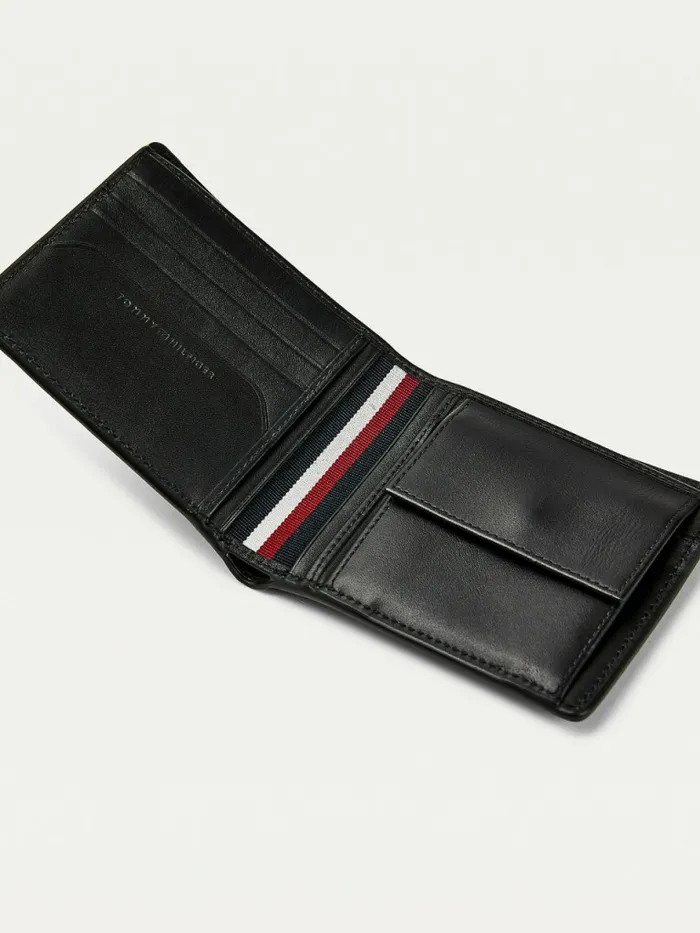 Tommy Hilfiger Th Business Leather Wallet Black Mens Wallets and Card Holders Cheap On Sale