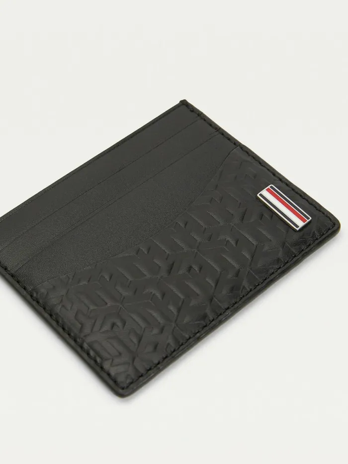 Tommy Hilfiger Th Business Monogram Credit Card Holder Monogram Emboss Mens Wallets and Card Holders Fashion