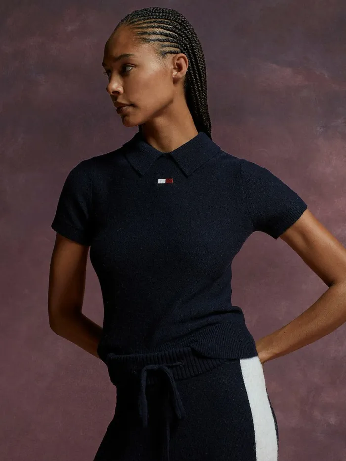Tommy Hilfiger Th Collection Flag Icon Fluffy Polo Desert Sky Womens Polo Shirts For Sale Tommy Hilfiger Th Collection Flag Icon Fluffy Polo Desert Sky Womens Polo Shirts For Sale