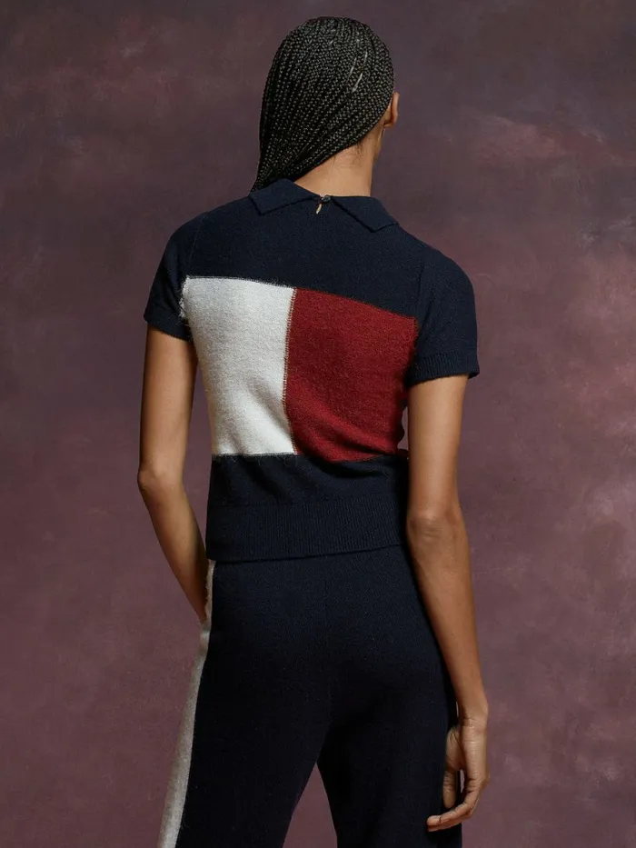 Tommy Hilfiger Th Collection Flag Icon Fluffy Polo Desert Sky Womens Polo Shirts For Sale