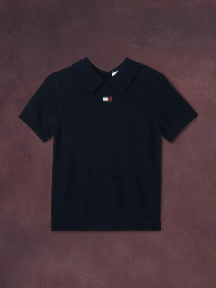 Tommy Hilfiger Th Collection Flag Icon Fluffy Polo Desert Sky Womens Polo Shirts For Sale