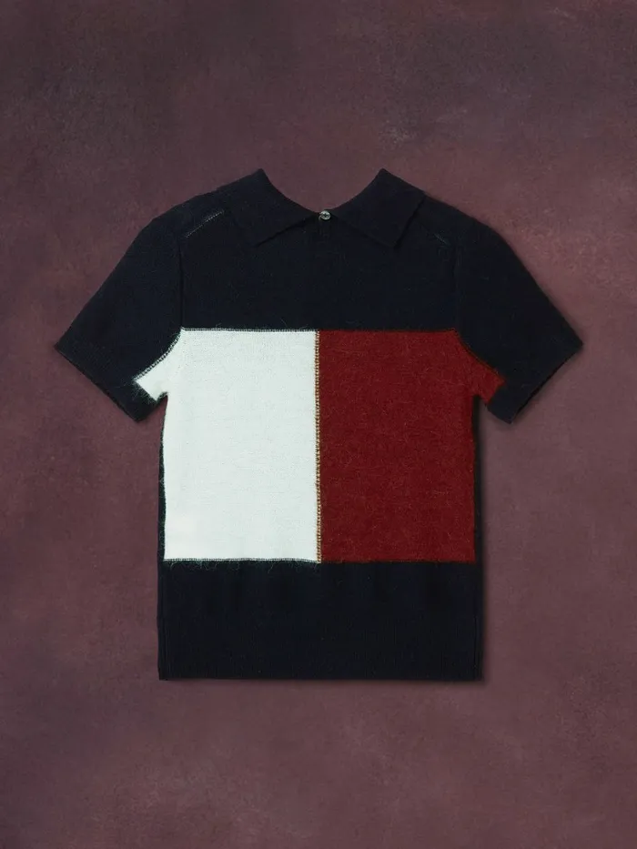 Tommy Hilfiger Th Collection Flag Icon Fluffy Polo Desert Sky Womens Polo Shirts For Sale
