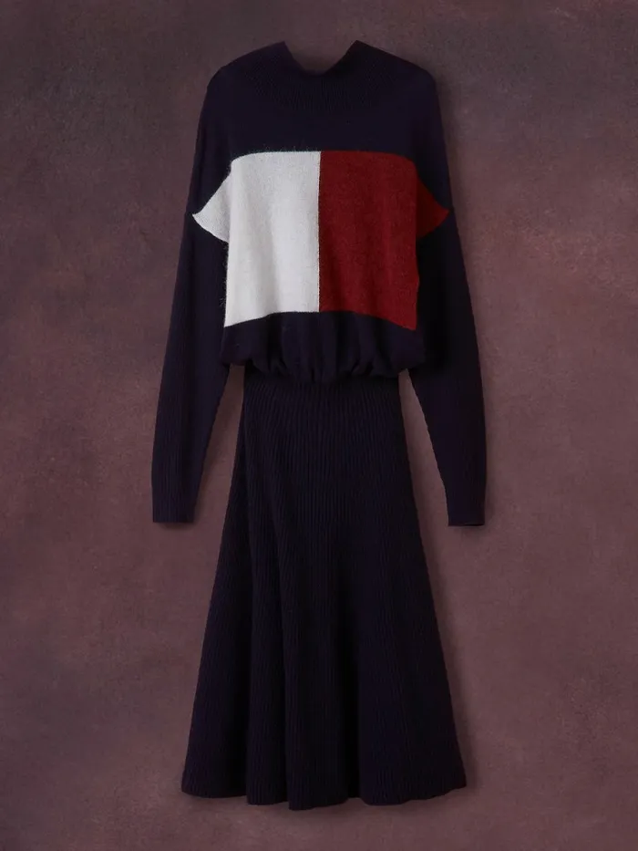 Tommy Hilfiger Th Collection Flag Icon Relaxed Dress Desert Sky Womens Dresses and Jumpsuits Online