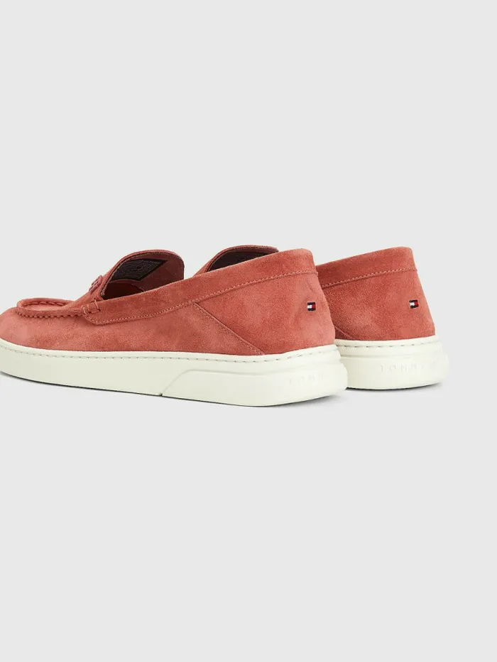 Tommy Hilfiger Th Comfort Collapsible Suede Loafers English Pink Womens Flat Shoes Fashion