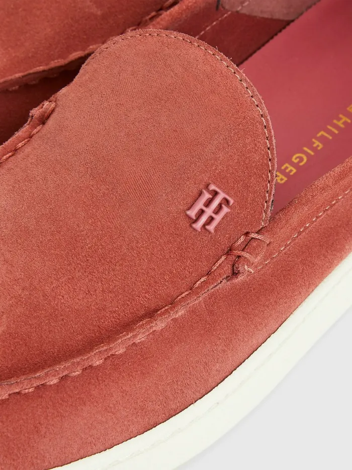 Tommy Hilfiger Th Comfort Collapsible Suede Loafers English Pink Womens Flat Shoes Fashion