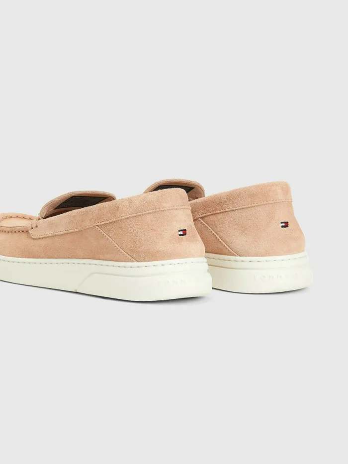 Tommy Hilfiger Th Comfort Collapsible Suede Loafers Misty Blush Womens Flat Shoes Popular