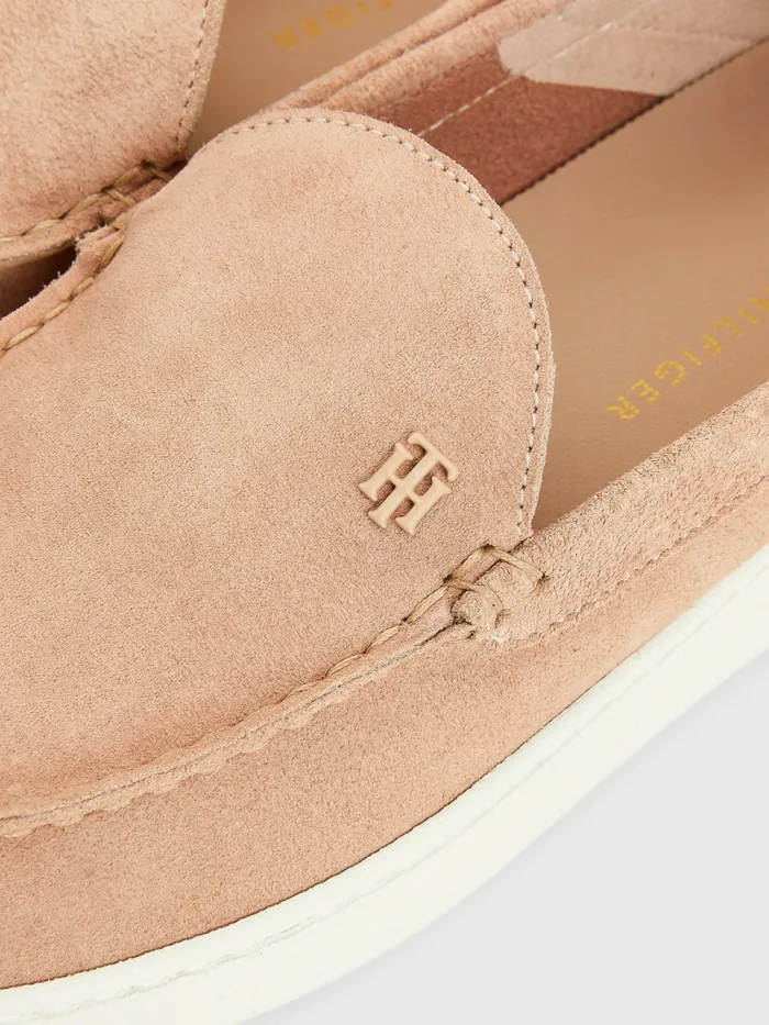 Tommy Hilfiger Th Comfort Collapsible Suede Loafers Misty Blush Womens Flat Shoes Popular