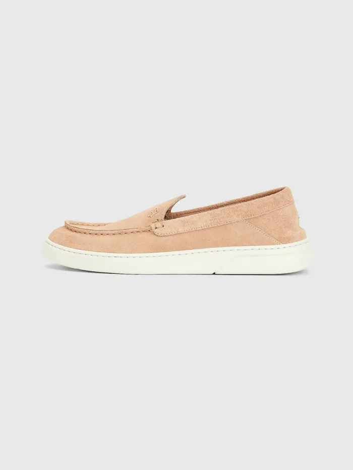 Tommy Hilfiger Th Comfort Collapsible Suede Loafers Misty Blush Womens Flat Shoes Popular