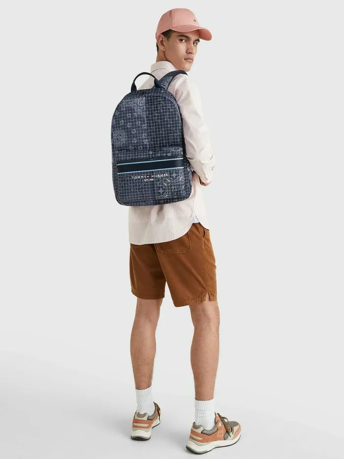 Tommy Hilfiger Th Established Bandana Print Backpack Bandana Print Mens Bags Fashion
