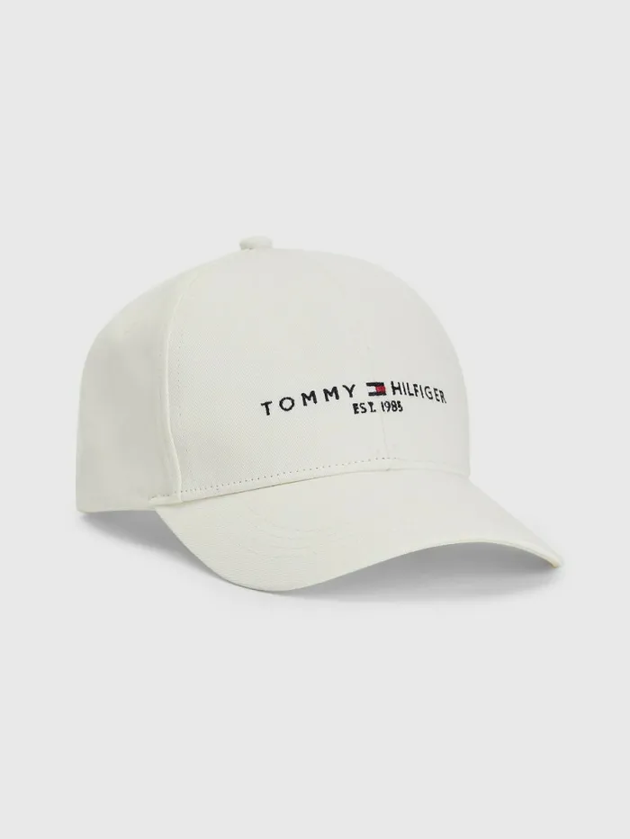 Tommy Hilfiger Th Established Baseball Cap Ivory Mens Hats and Scarves Sale