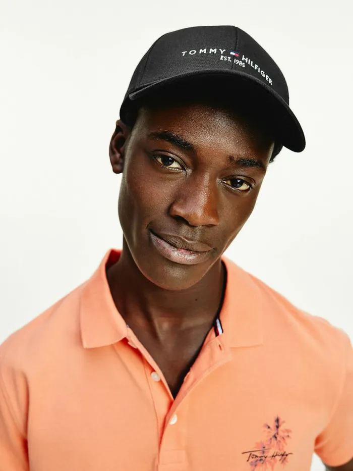 Tommy Hilfiger Th Established Organic Cotton Cap Black Mens Hats and Scarves Near Me