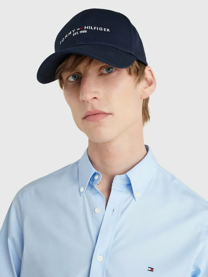 Tommy Hilfiger Th Established Organic Cotton Cap Desert Sky Mens Hats and Scarves On Sale
