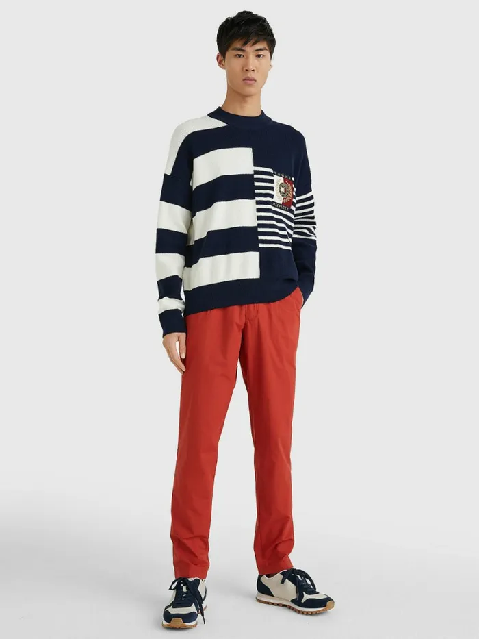 Tommy Hilfiger Th Flex Crest Stripe Jumper Desert Sky Mens Knitwear Fashion
