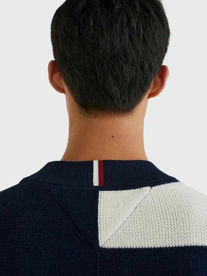 Tommy Hilfiger Th Flex Crest Stripe Jumper Desert Sky Mens Knitwear Fashion