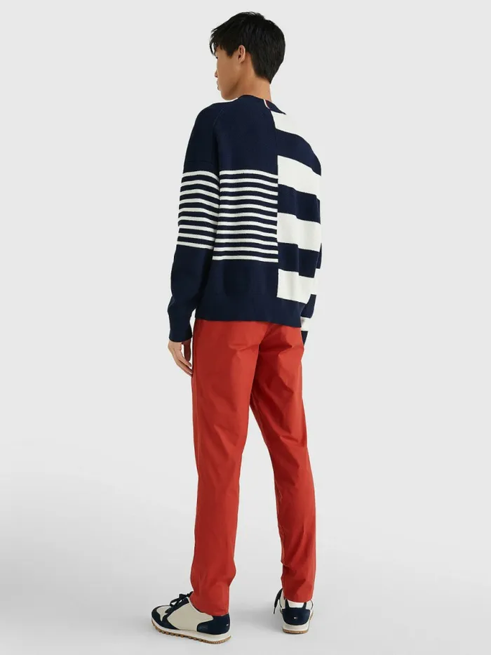 Tommy Hilfiger Th Flex Crest Stripe Jumper Desert Sky Mens Knitwear Fashion