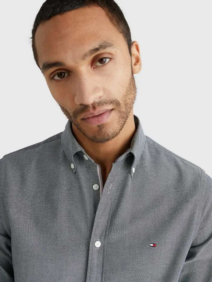 Tommy Hilfiger Th Flex Dobby Slim Fit Shirt Desert Sky Mens Shirts Gift 4 You