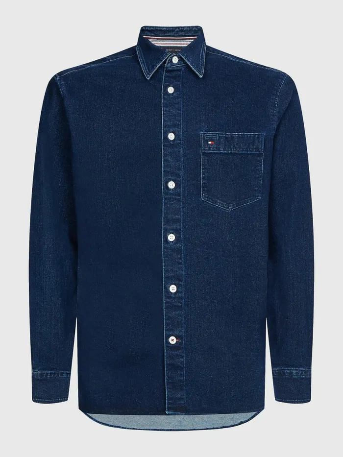 Tommy Hilfiger Th Flex Regular Fit Denim Overshirt Dark Indigo Mens Shirts Gift 4 You