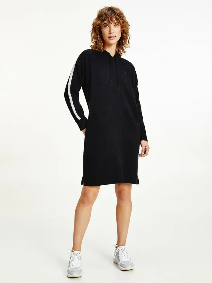 Tommy Hilfiger Th Flex Relaxed Fit Hoody Dress Black Womens Dresses and Jumpsuits Popular Tommy Hilfiger Th Flex Relaxed Fit Hoody Dress Black Womens Dresses and Jumpsuits Popular