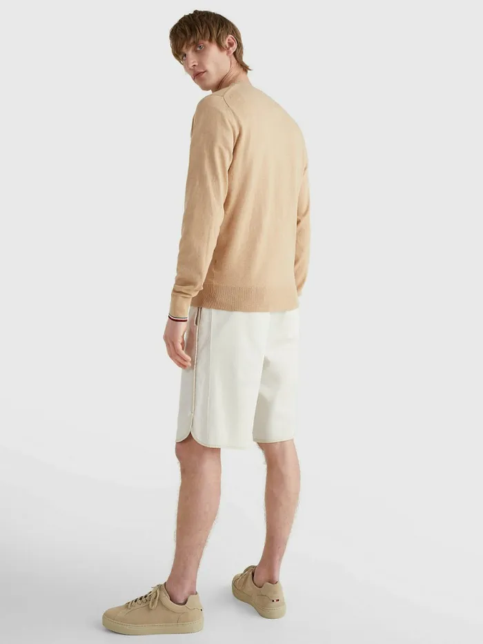 Tommy Hilfiger Th Flex Tipped Cuffs Jumper Basket Brown Mens Knitwear On Sale