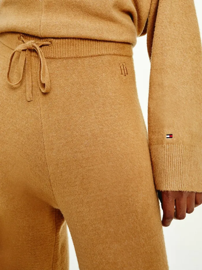 Tommy Hilfiger Th Flex Wide Leg Trousers Countryside Khaki Womens Trousers