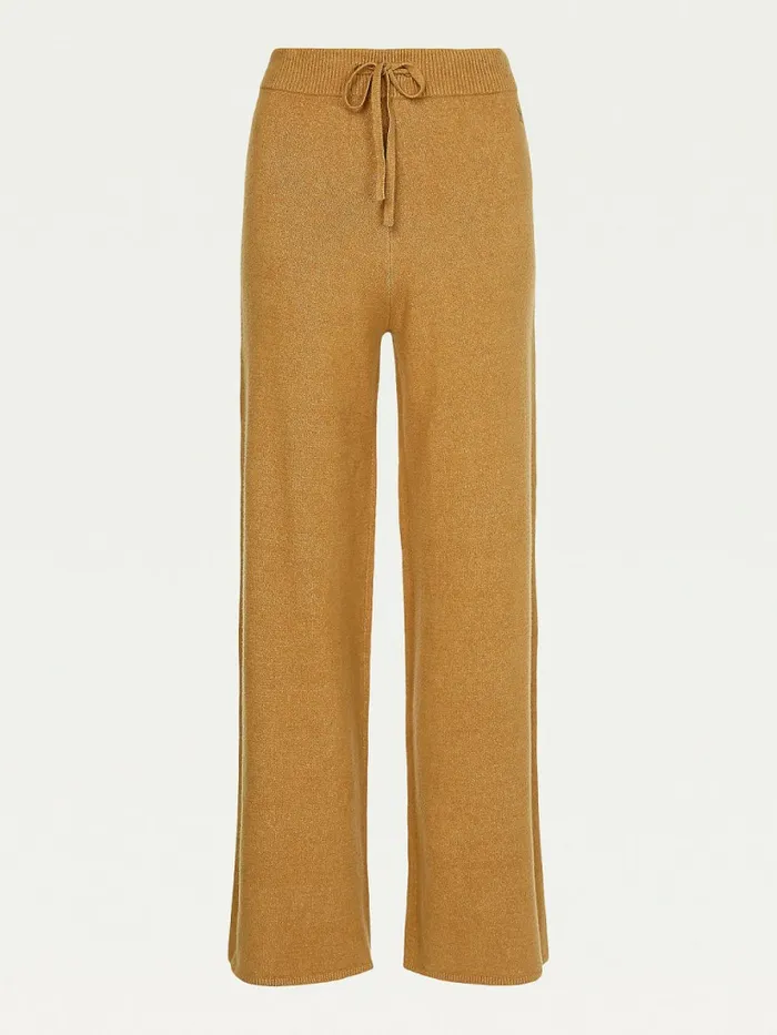 Tommy Hilfiger Th Flex Wide Leg Trousers Countryside Khaki Womens Trousers