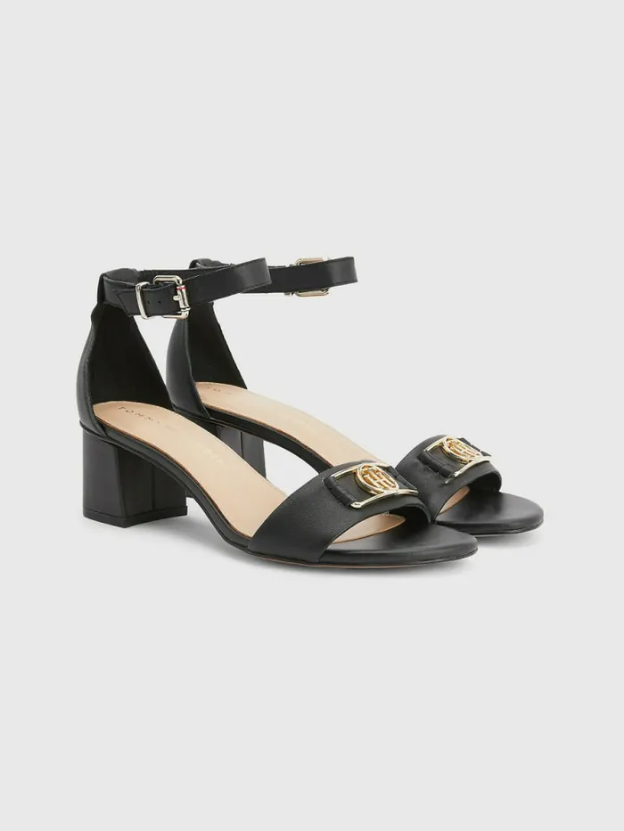 Tommy Hilfiger Th Interlock Leather Mid Heel Sandal Black Womens Sandals Near Me Tommy Hilfiger Th Interlock Leather Mid Heel Sandal Black Womens Sandals Near Me