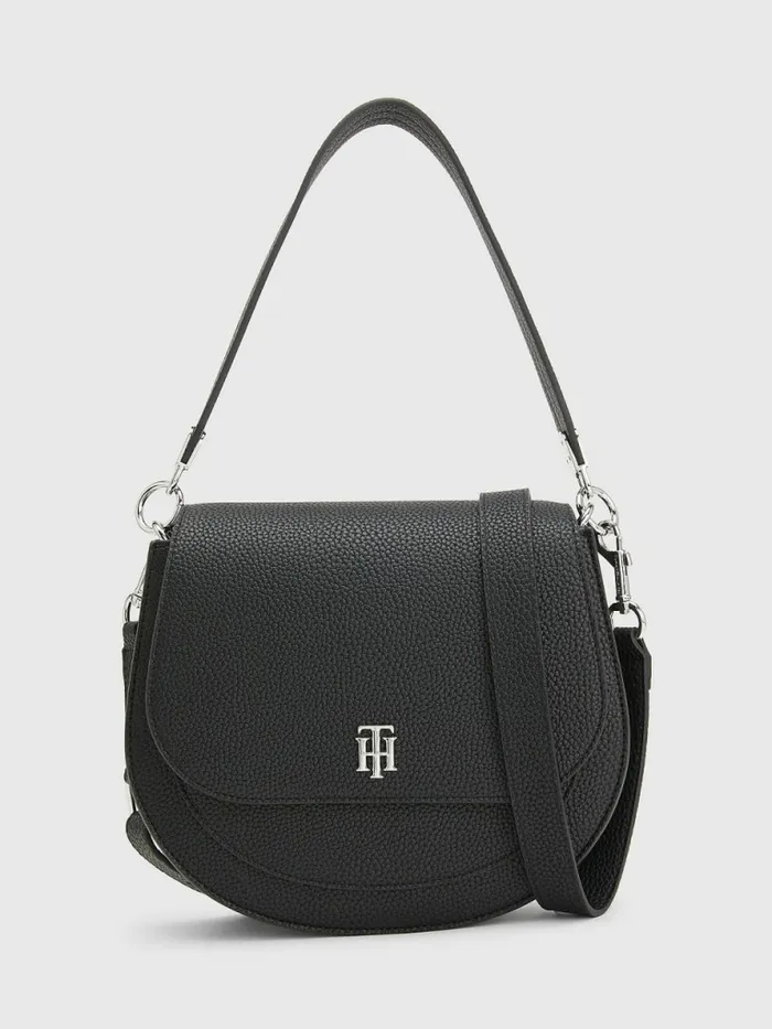 Tommy Hilfiger Th Interlock Saddle Bag Black Womens Bags Cheap On Sale
