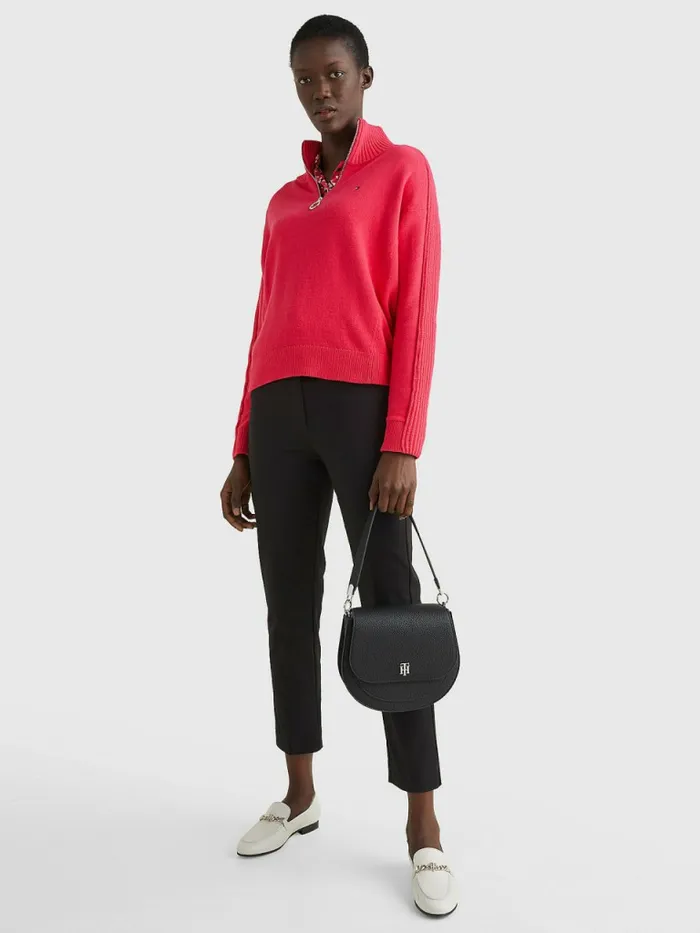 Tommy Hilfiger Th Interlock Saddle Bag Black Womens Bags Cheap On Sale
