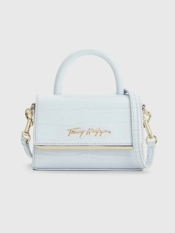 Tommy Hilfiger Th Modern Croco Mini Bar Bag Breezy Blue Croc Womens Bags Sale