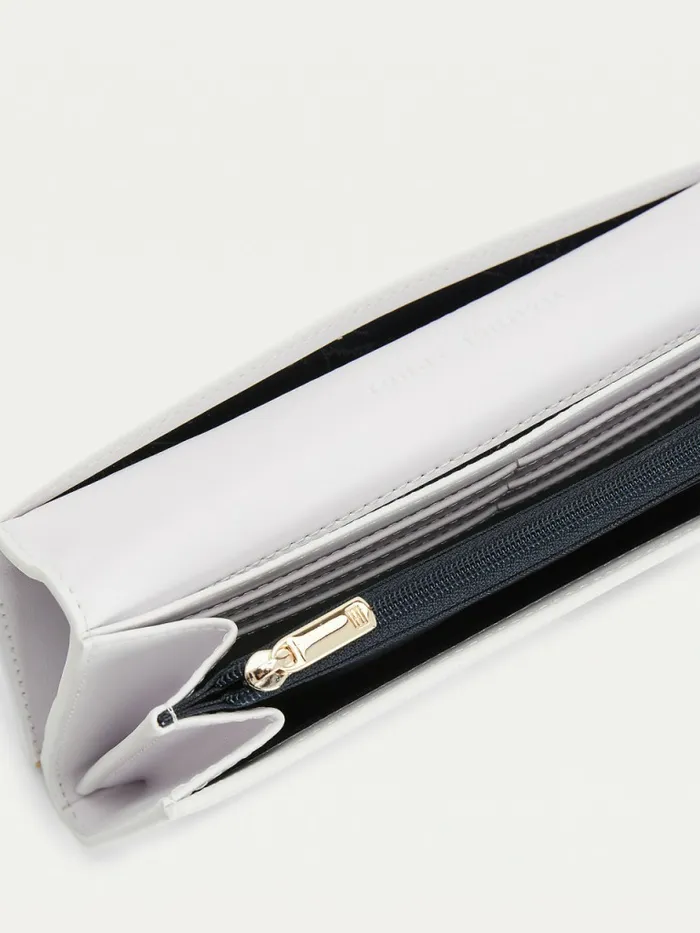 Tommy Hilfiger Th Modern Signature Flap Wallet Bright White Womens Wallets and Keyrings Sale