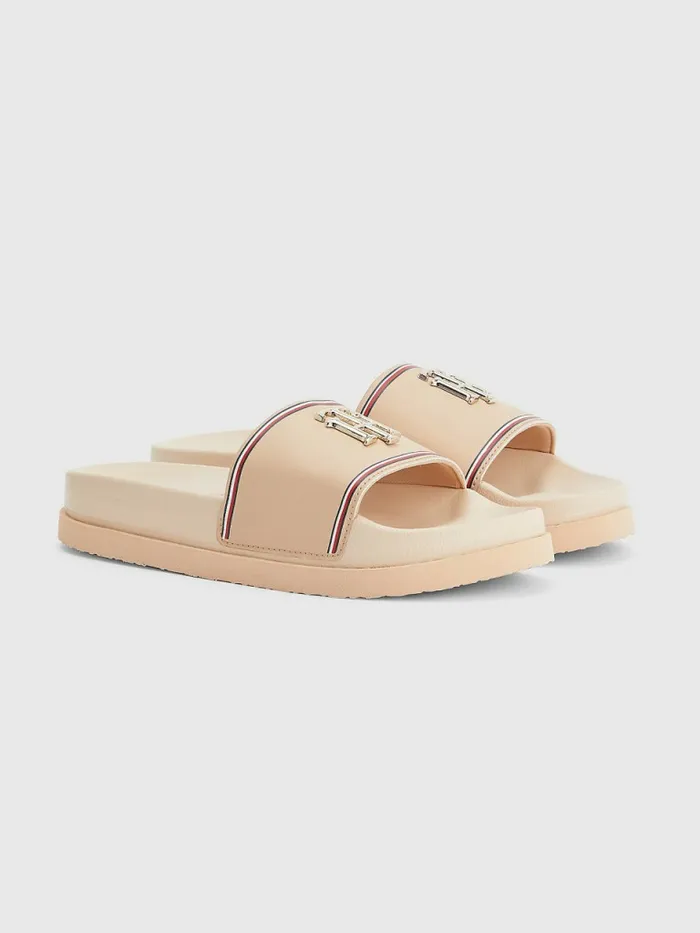 Tommy Hilfiger Th Monogram Flatform Pool Slides Sandrift Womens Boots Casaul