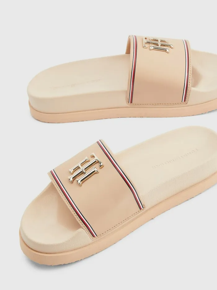Tommy Hilfiger Th Monogram Flatform Pool Slides Sandrift Womens Boots Casaul