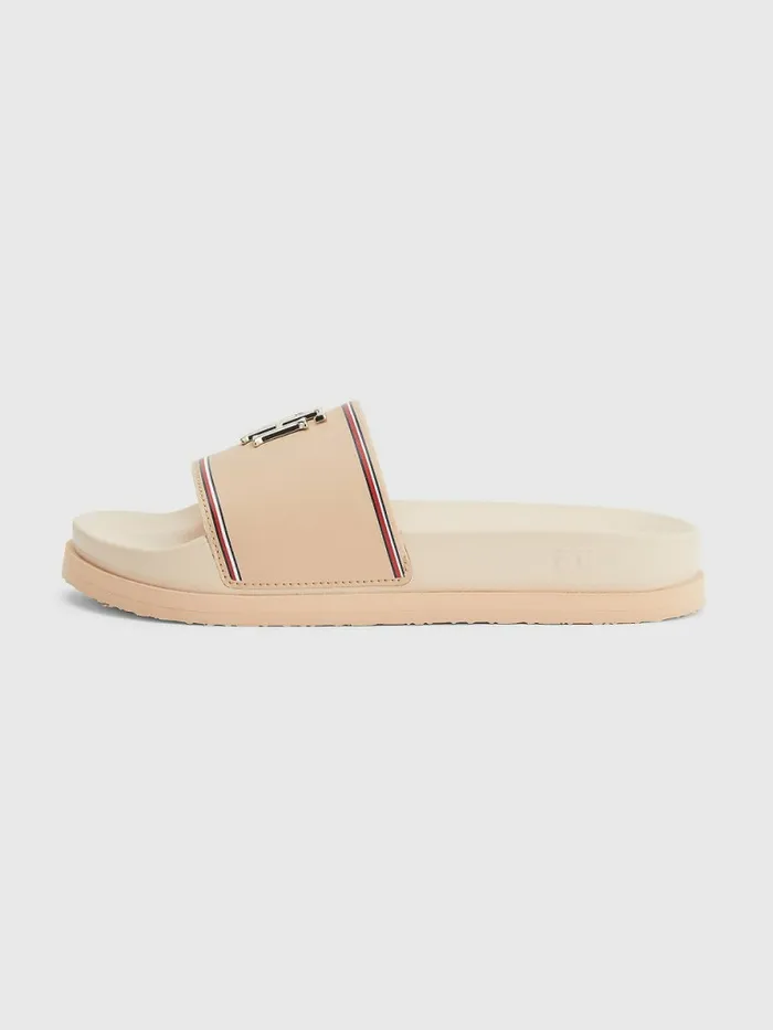 Tommy Hilfiger Th Monogram Flatform Pool Slides Sandrift Womens Boots Casaul