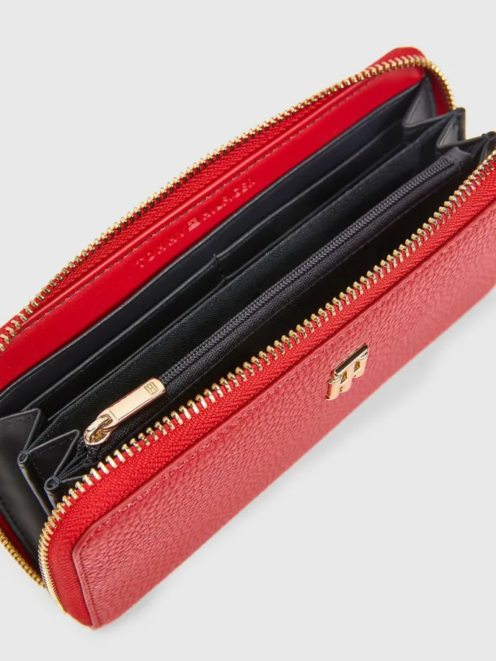 Tommy Hilfiger Th Monogram Large ZipAround Wallet Primary Red Womens Wallets and Keyrings Casaul