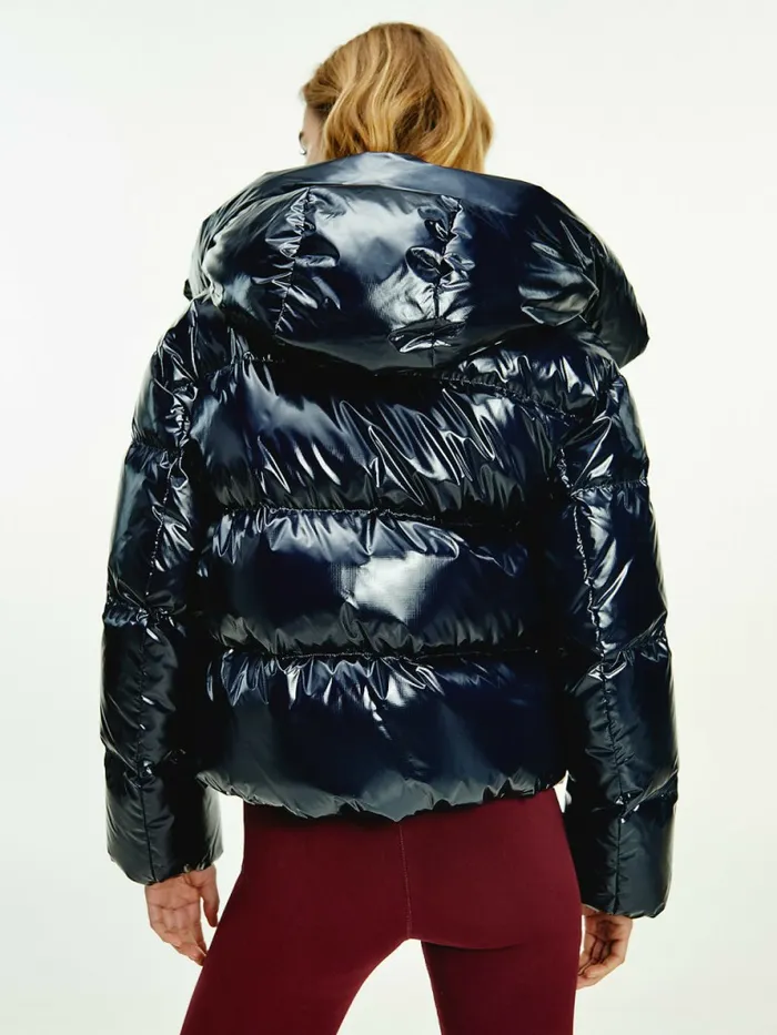 Tommy Hilfiger Th Protect Glossy DownFilled Puffer Jacket Desert Sky Womens Coats and Jackets Casaul