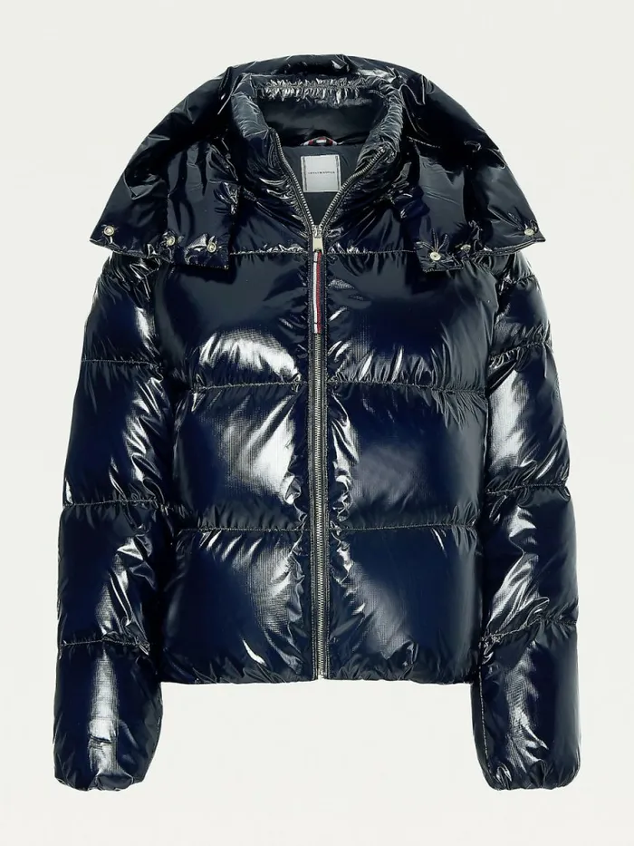 Tommy Hilfiger Th Protect Glossy DownFilled Puffer Jacket Desert Sky Womens Coats and Jackets Casaul