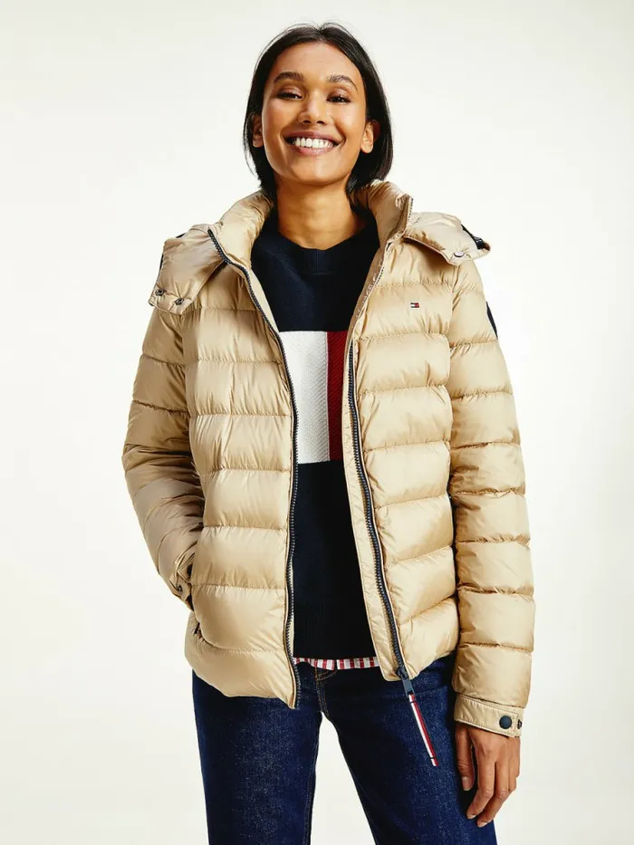 Tommy Hilfiger Th Protect HighShine Down Puffer Jacket Beige Womens Coats and Jackets Gift for Friend Tommy Hilfiger Th Protect HighShine Down Puffer Jacket Beige Womens Coats and Jackets Gift for Friend