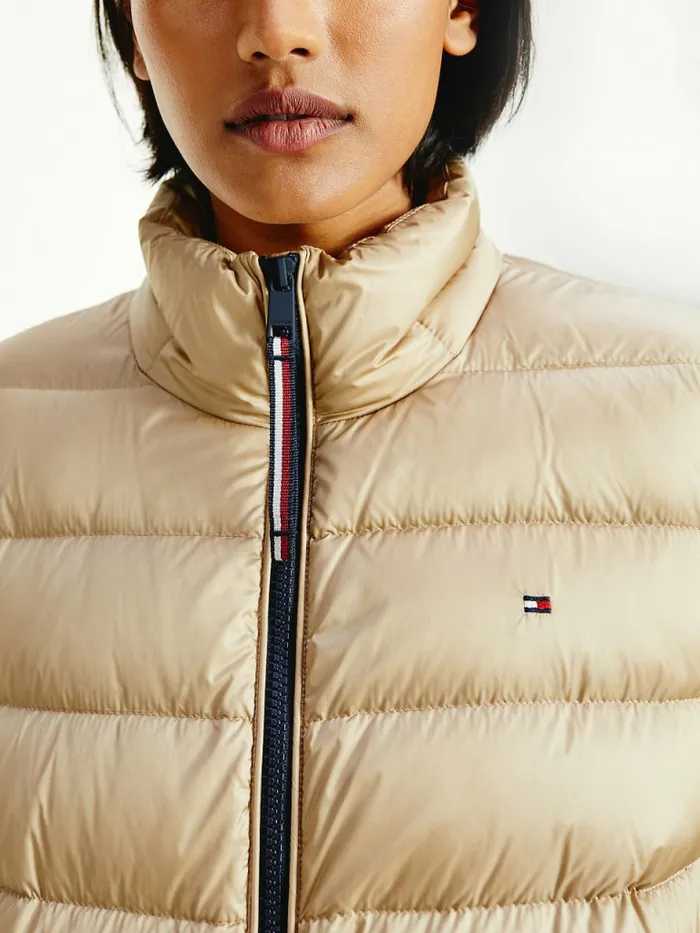 Tommy Hilfiger Th Protect HighShine Down Puffer Jacket Beige Womens Coats and Jackets Gift for Friend