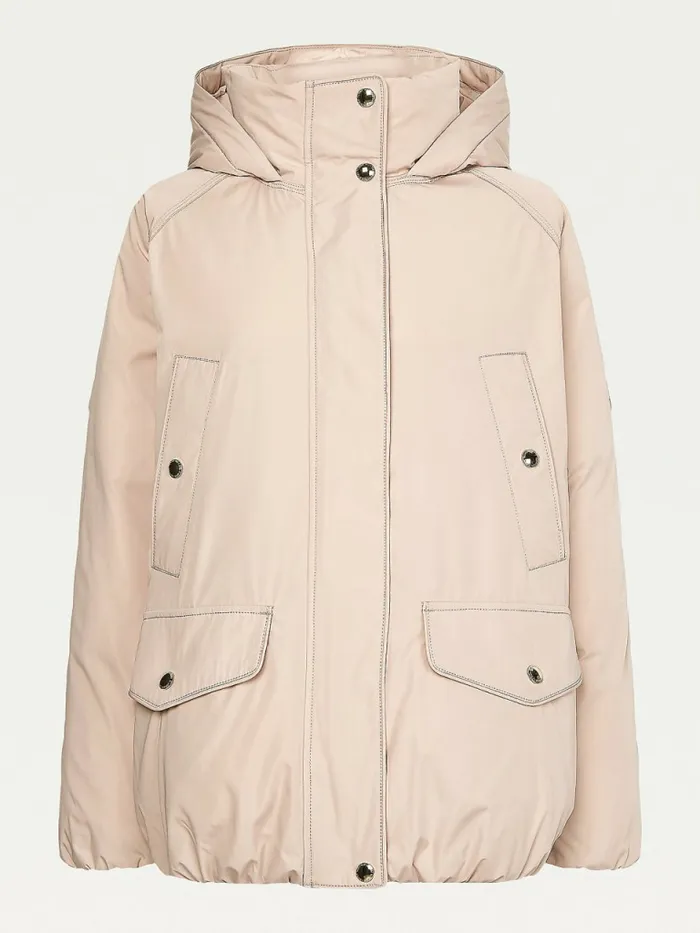 Tommy Hilfiger Th Protect Hooded Down Puffer Jacket Balanced Beige Womens Coats and Jackets Gift 4 You