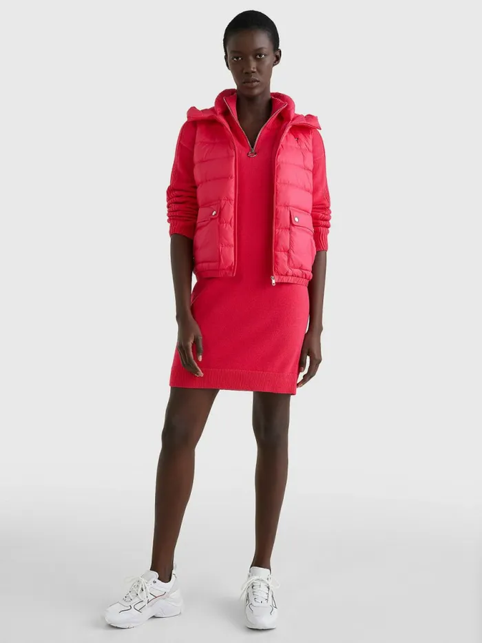 Tommy Hilfiger Th Protect Hooded Padded Vest Pink Splendor Womens Coats and Jackets Near Me