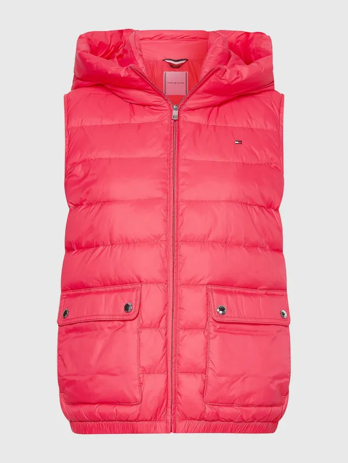 Tommy Hilfiger Th Protect Hooded Padded Vest Pink Splendor Womens Coats and Jackets Near Me