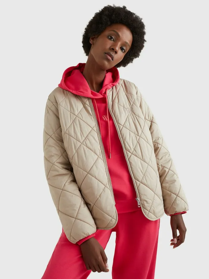 Tommy Hilfiger Th Protect Quilted Bomber Jacket Beige Womens Coats and Jackets Popular Tommy Hilfiger Th Protect Quilted Bomber Jacket Beige Womens Coats and Jackets Popular