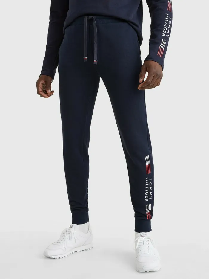 Tommy Hilfiger Th Stretch Cuffed Logo Joggers Desert Sky Mens Trousers