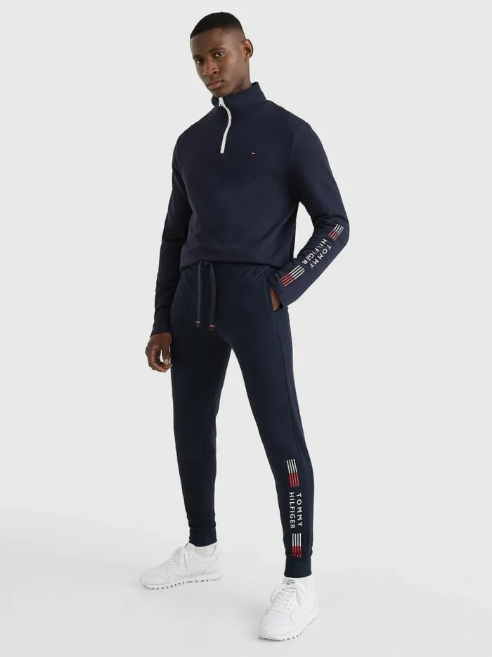 Tommy Hilfiger Th Stretch Cuffed Logo Joggers Desert Sky Mens Trousers
