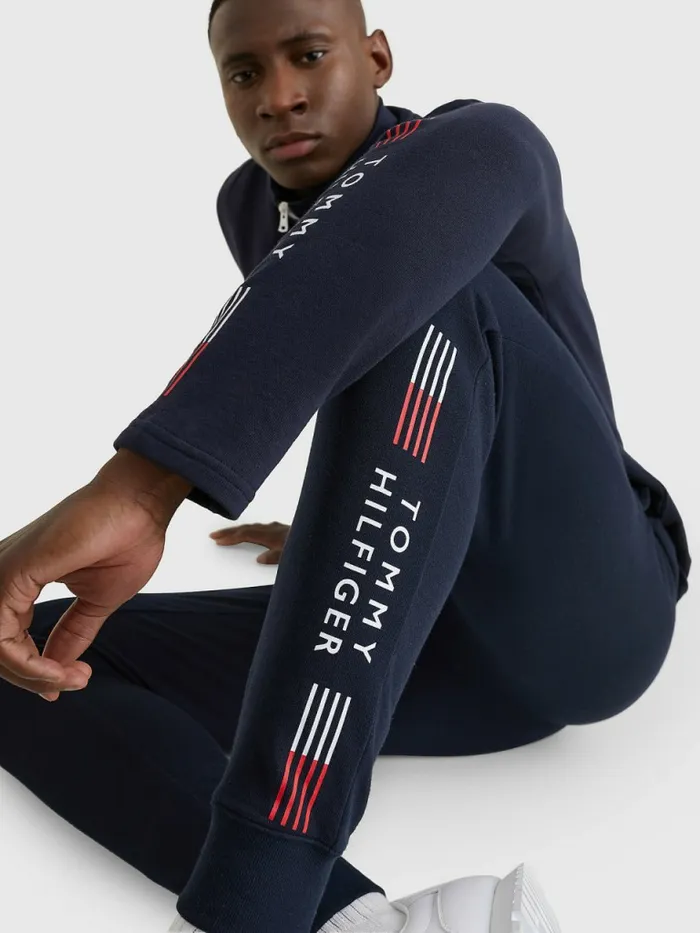 Tommy Hilfiger Th Stretch Cuffed Logo Joggers Desert Sky Mens Trousers